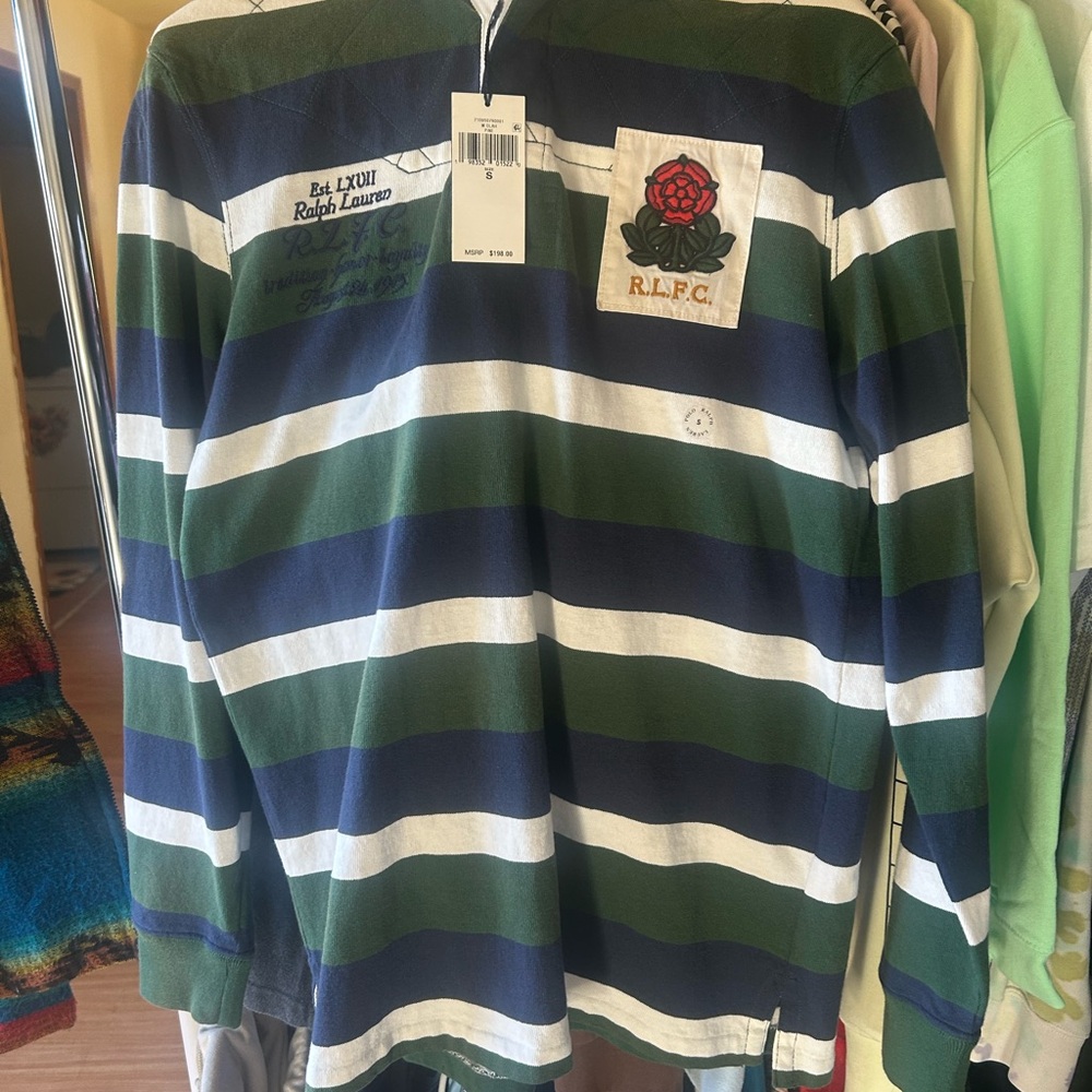 Ralph Lauren Green and Blue Striped Shirt
